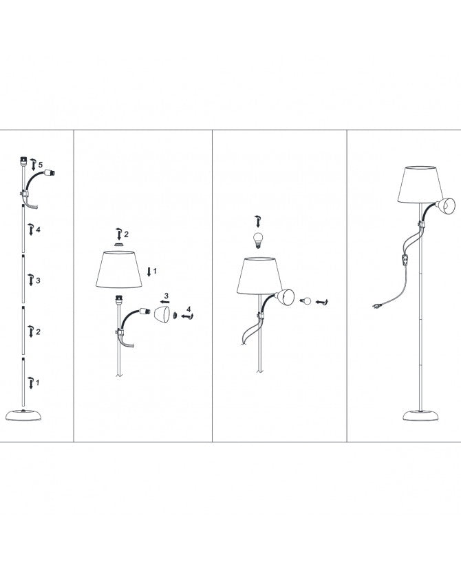 Lámpara PIE DE SALÓN SISTO NEGRO 1 X 60W E-27 + 1 X 40W E-14