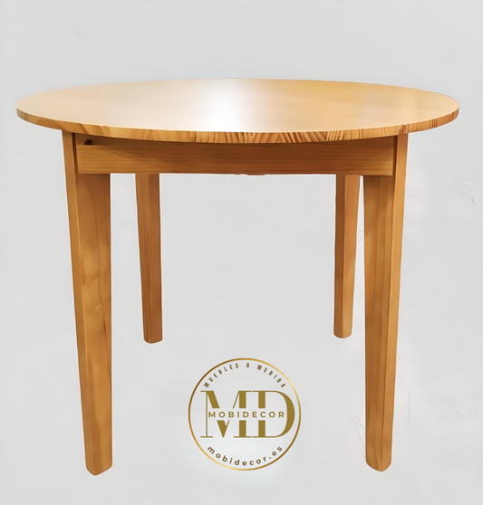 Mesa de Comedor 1 Pie en madera, redonda y fija.
