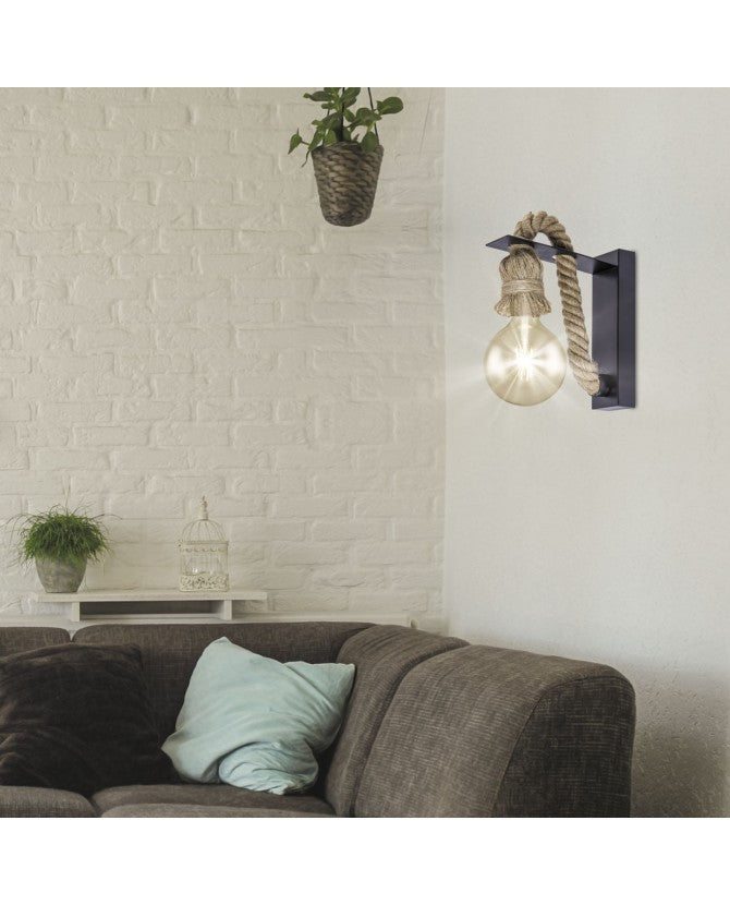 Lámpara de Pared APLIQUE ROPE NEGRO 1 X 60W E-27