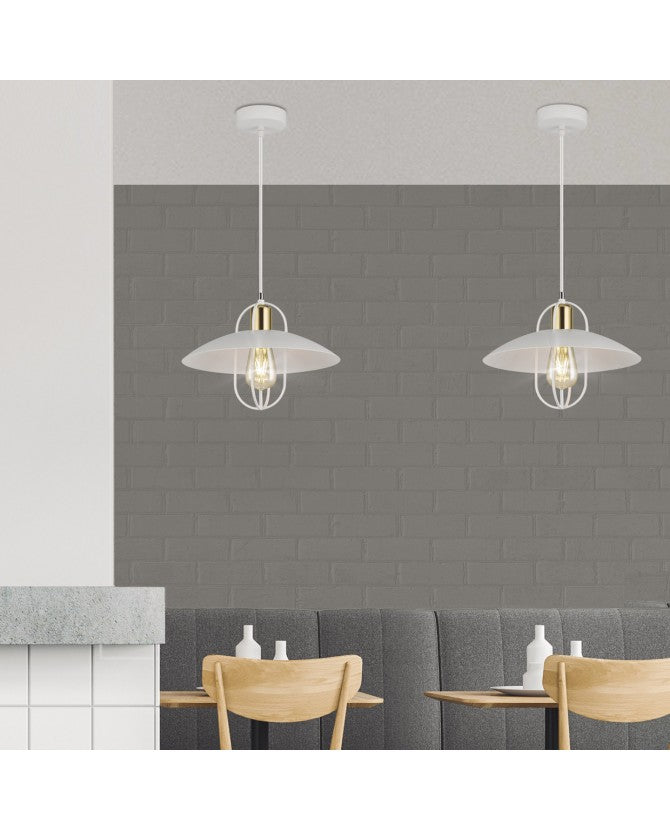 Lámpara de Techo COLGANTE 1L TELMO BLANCO-ORO 1 X 60W E-27