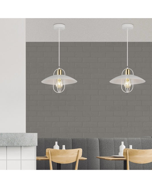 Lámpara de Techo COLGANTE 1L TELMO BLANCO-ORO 1 X 60W E-27