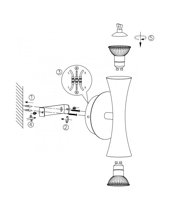 Lámpara de Pared APLIQUE ALDA BLANCO 2 X 50W GU-10