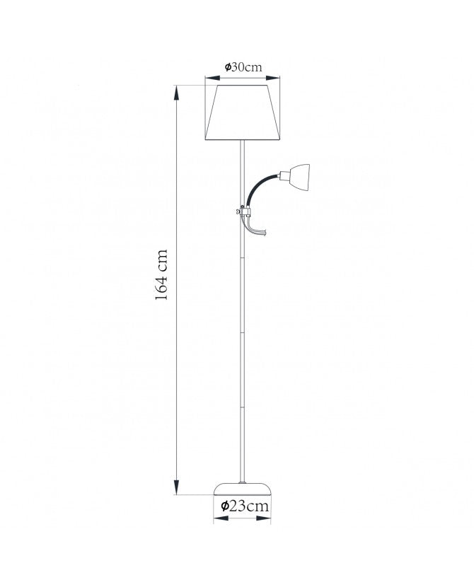 Lámpara PIE DE SALÓN SISTO NEGRO 1 X 60W E-27 + 1 X 40W E-14