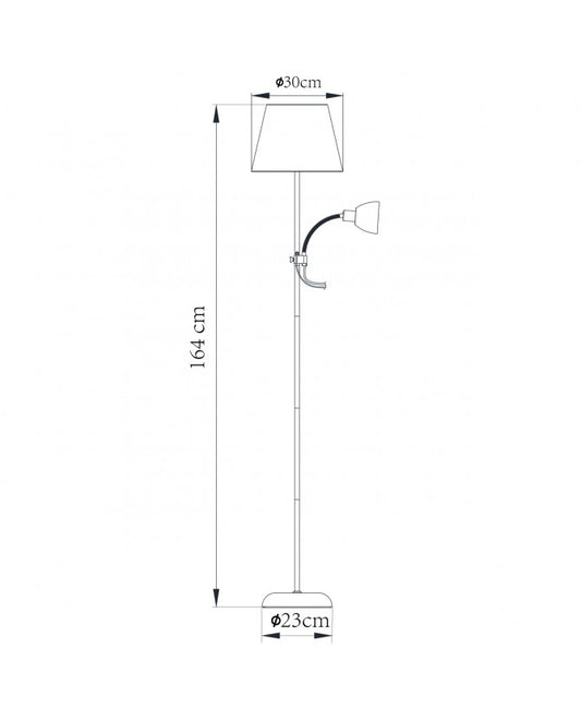 Lámpara PIE DE SALÓN SISTO NEGRO 1 X 60W E-27 + 1 X 40W E-14