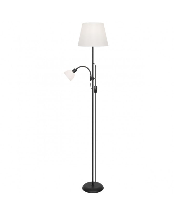 Lámpara PIE DE SALÓN SISTO NEGRO 1 X 60W E-27 + 1 X 40W E-14