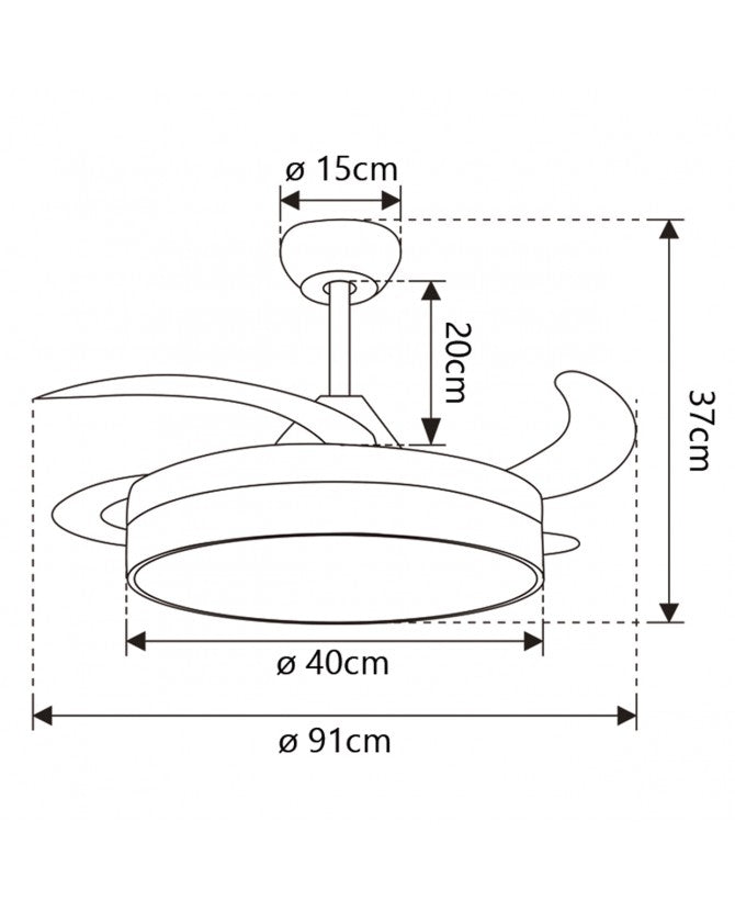 VENTILADOR DE TECHO MINI TOGO BLANCO 40 cms 3 PALAS