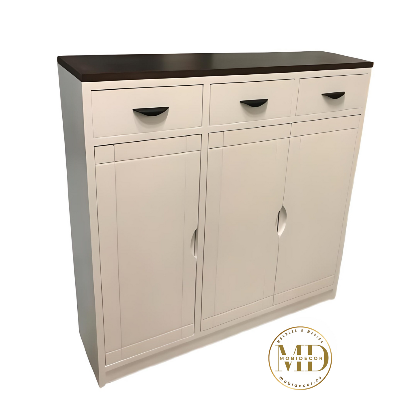 Mueble Auxiliar Aparador de madera con 3 cajones, 3 puertas con uñero. (Combinado)