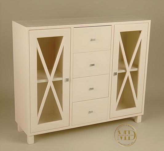 Mueble Auxiliar Aparador de madera con 3 cajones, 3 puertas con uñero. (Combinado)