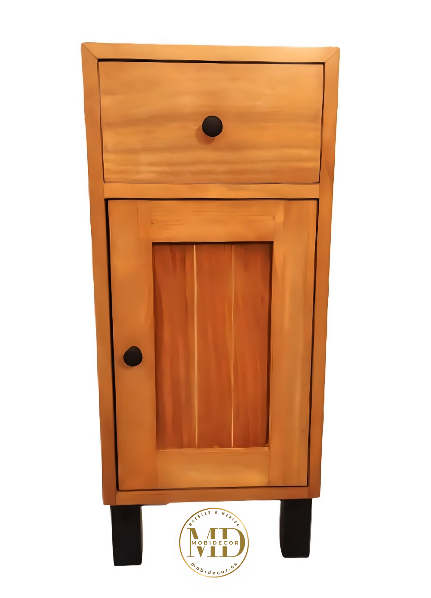 Mesilla de noche con un cajón y una puerta.