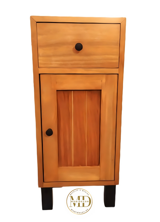Mesilla de noche con un cajón y una puerta.