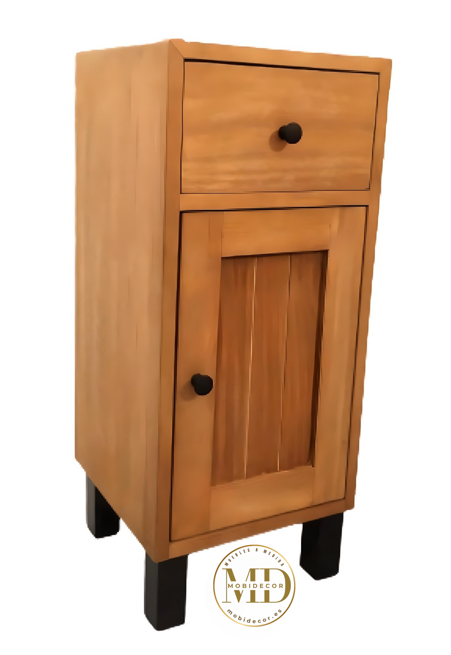 Mesilla de noche con un cajón y una puerta.