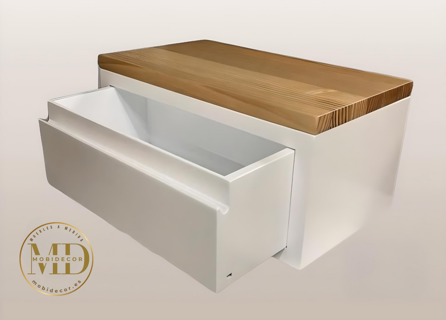 Mesilla de noche, Ménsula de madera con un cajón.