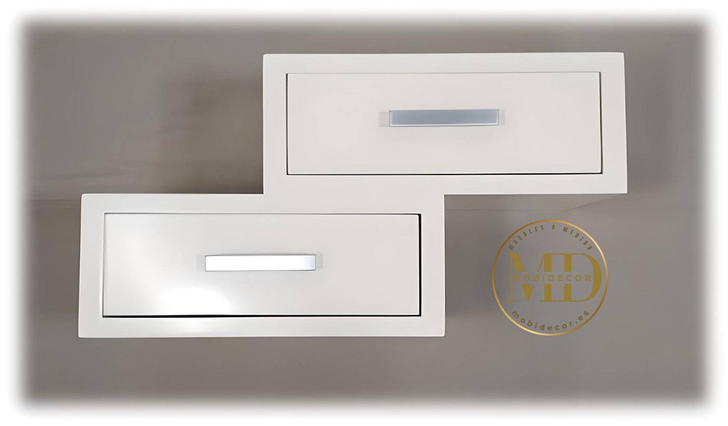 Mesilla de noche, Ménsula de madera con dos cajones superpuestos.