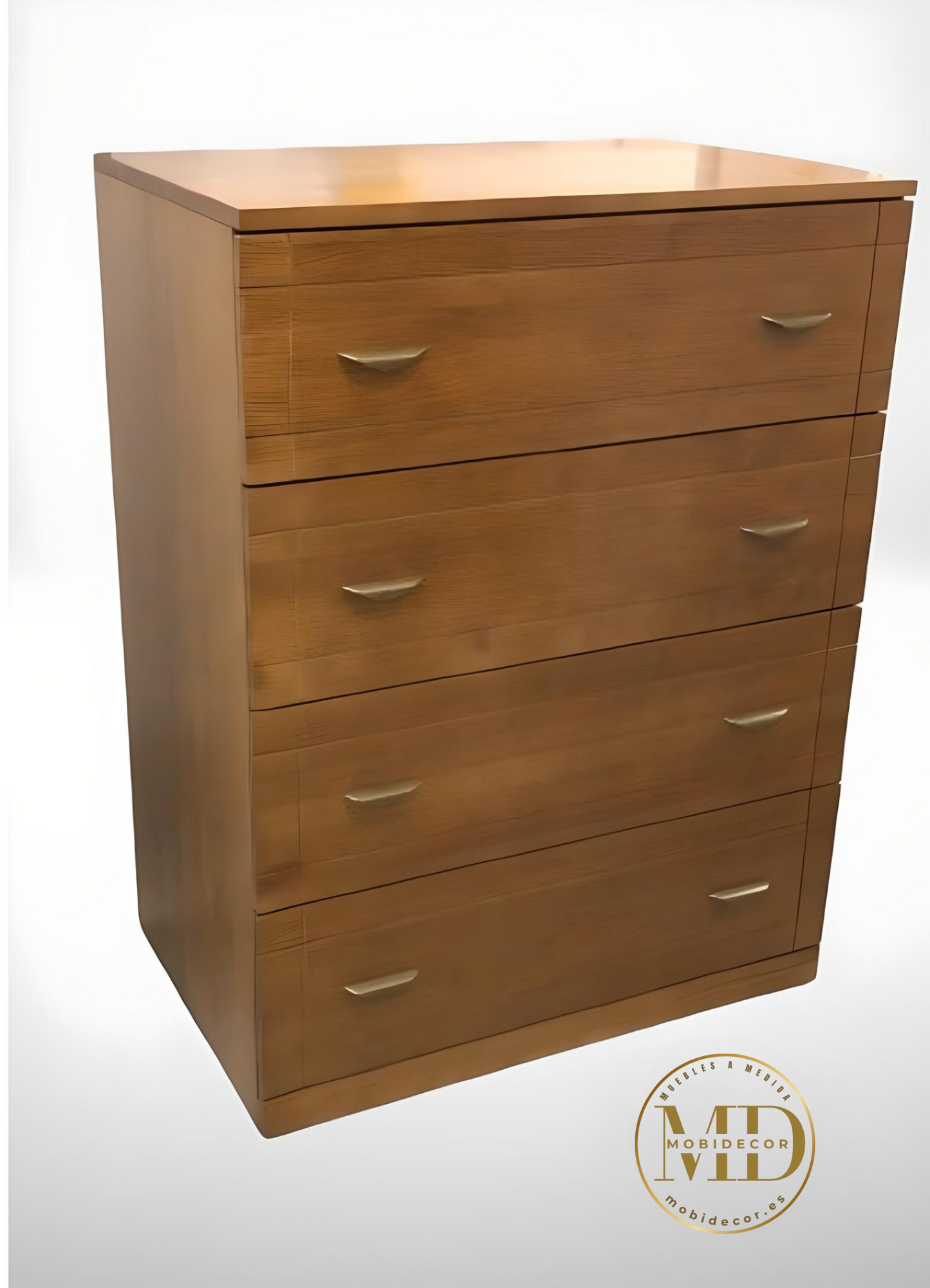 Cómoda con cuatro cajones y carriles.