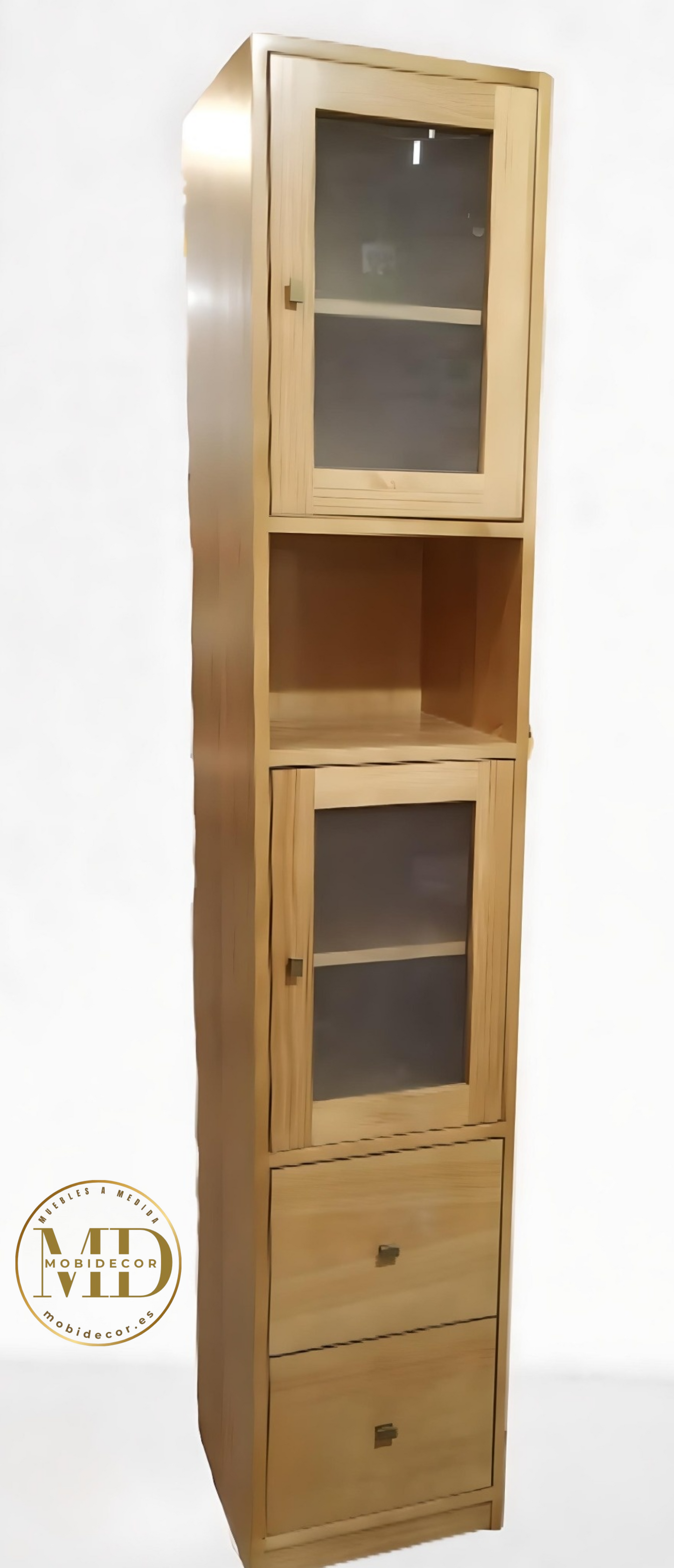 Mueble Librería vitrina de madera.