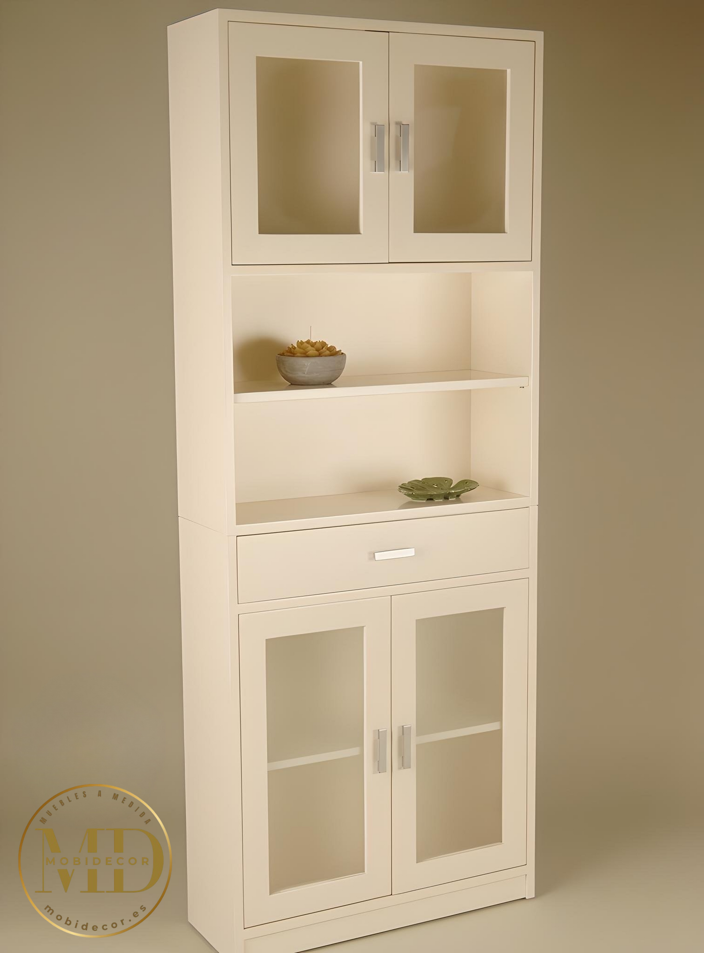 Mueble Librería vitrina de madera.