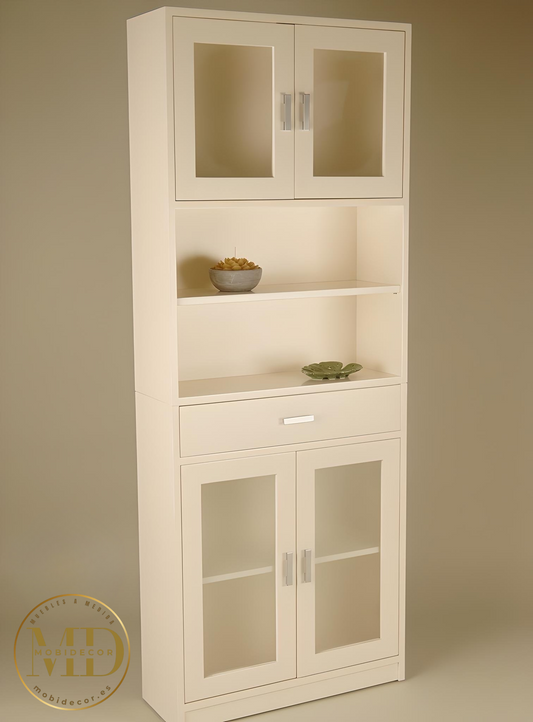 Mueble Librería vitrina de madera.