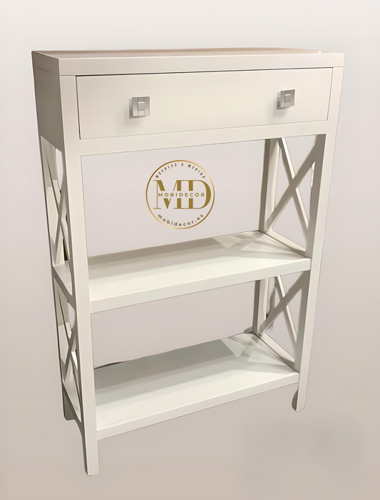 Mueble Consola 1 ó 2 cajones con 2 baldas y Aspas Laterales (Sin Trasera)