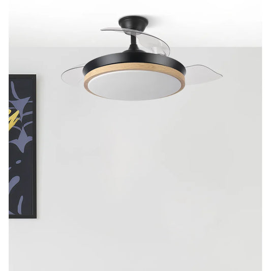 Ventilador Dc Evros Negro/Haya 72w 6120lm 91d 3aspas Desplegables